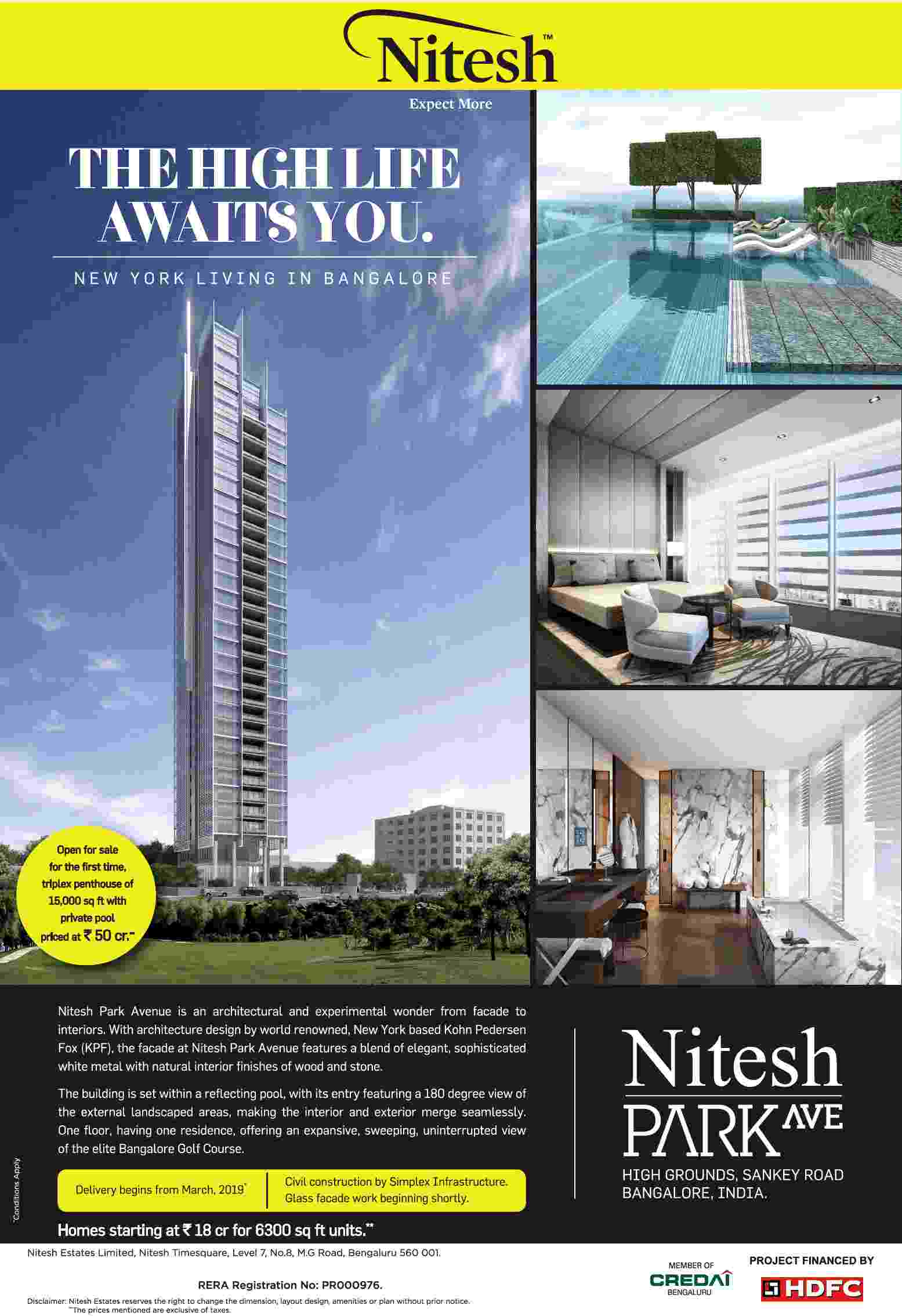 The high life awaits you at Nitesh Park Avenue in Bangalore Update